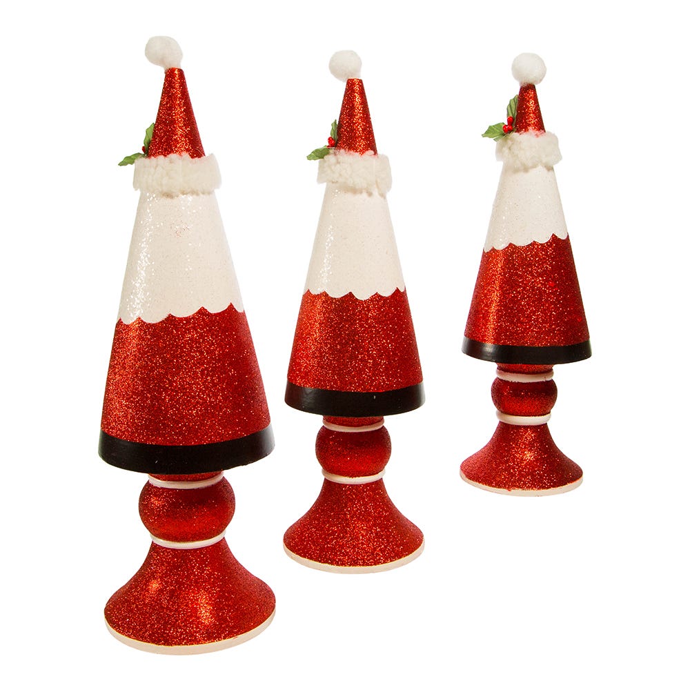 Kurt Adler 10-14-Inch Wooden Santa Tree Table Pieces, 3 Piece Set